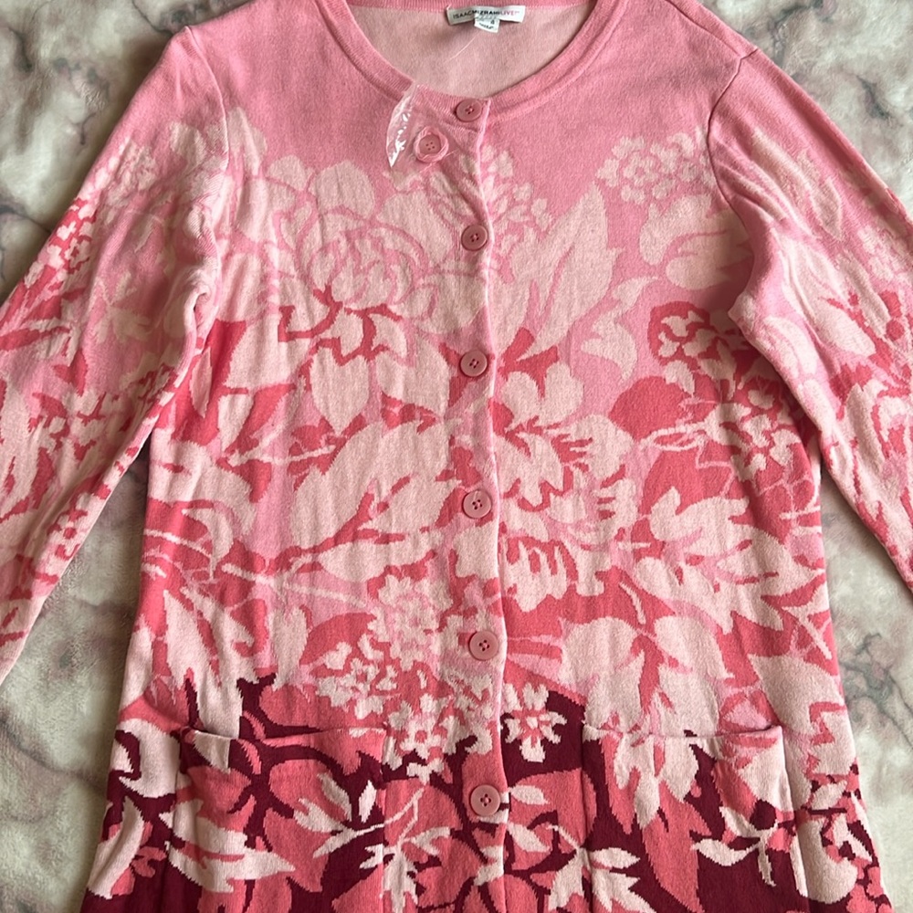 Pink and Burgundy Floral Sweater